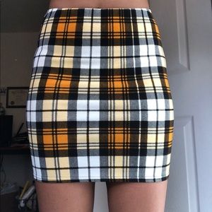 Plaid Boohoo Stretchy Mini Skirt